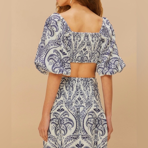 FARM Rio Off-White Tropical Cameo Euroflax™ Premium Linen Blouse - Picture 4 of 4